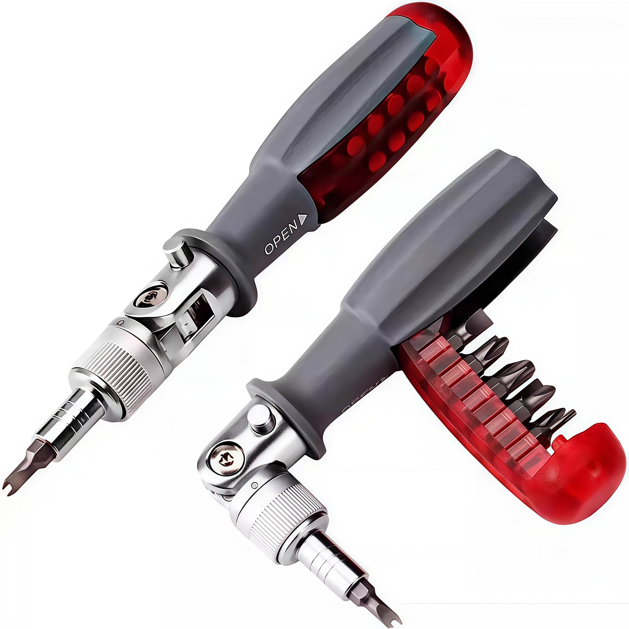 10-in-1 Manual Ratchet Screwdriver Set - Heavy-Duty Metal Tool Kit with Rotating Head & Concealed Batch Slot, No Electricity or Battery Needed for Tight Spaces, Sleek Design, Durable Construction