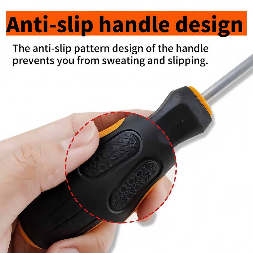 Anthropometric Magnetic Screwdriver Set with Anti-Slip Handle, Tamper-Proof, Anti-Static, Strong Magnetism, Single Direction and Phosphated Steel Head Style Phillips and Flathead Screwdrivers - Ideal for Professional Industrial Maintenance, Durable Home