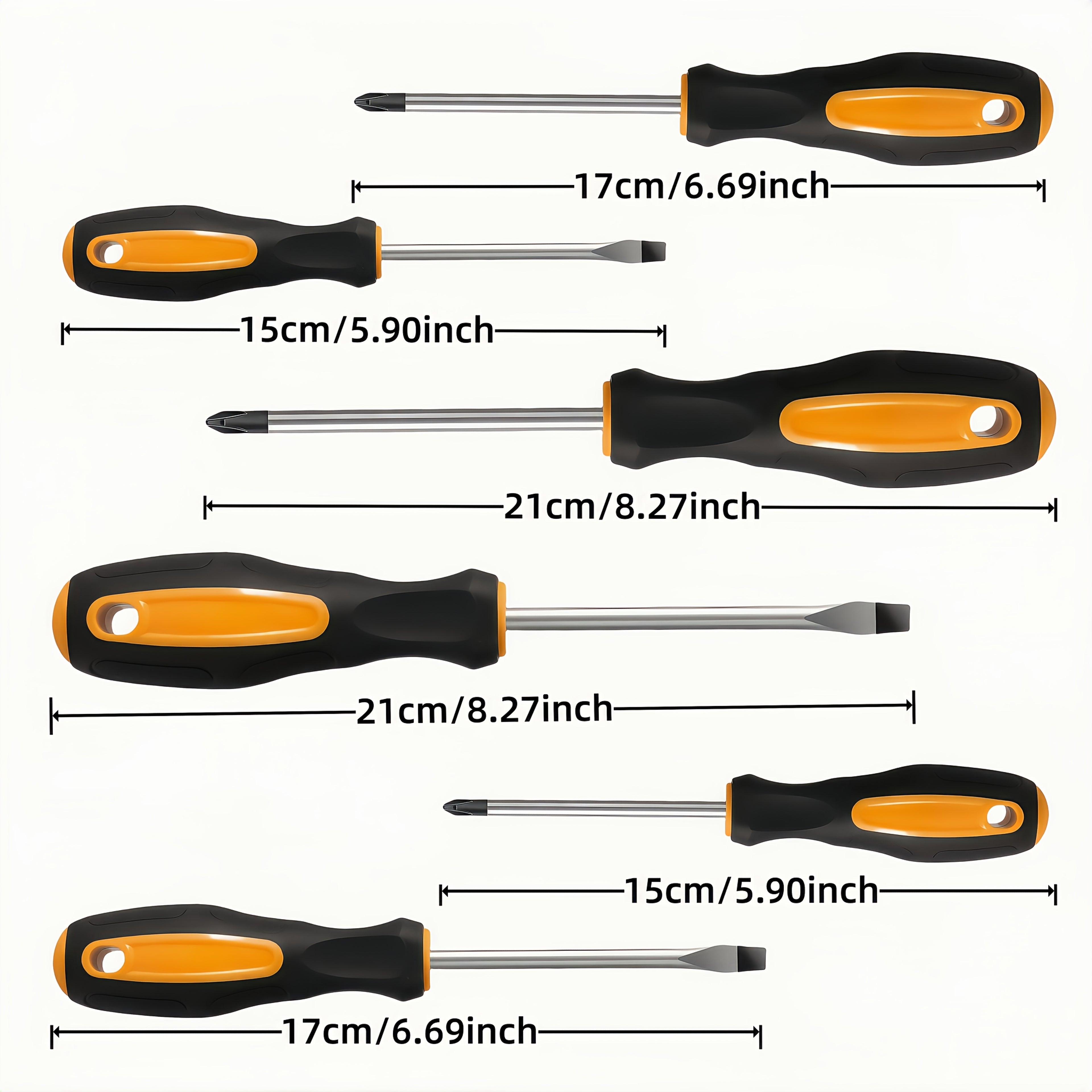 Anthropometric Magnetic Screwdriver Set with Anti-Slip Handle, Tamper-Proof, Anti-Static, Strong Magnetism, Single Direction and Phosphated Steel Head Style Phillips and Flathead Screwdrivers - Ideal for Professional Industrial Maintenance, Durable Home