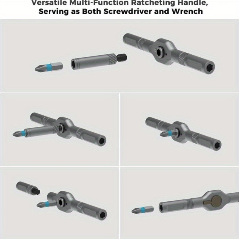 Magnetic Ratchet Screwdriver Set with Soft Shaft - Ideal for Furniture Assembly & Electrical Maintenance, Includes 10 Interchangeable Bits, Durable Metal Construction, No Power Required, Screwdriver Set|Magnetic Screwdriver|Durable Construction,