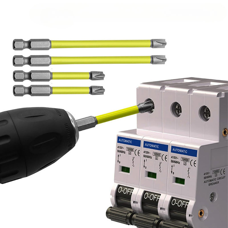 4 Magnetic Electrician Screwdriver Bit Set, Hexagonal Shank PH2 - 65mm & 110mm, Non-slip Metal Drill Bits, Suitable for Hand and Power Tools, Compatible with Socket Switch Panels, No Batteries Required