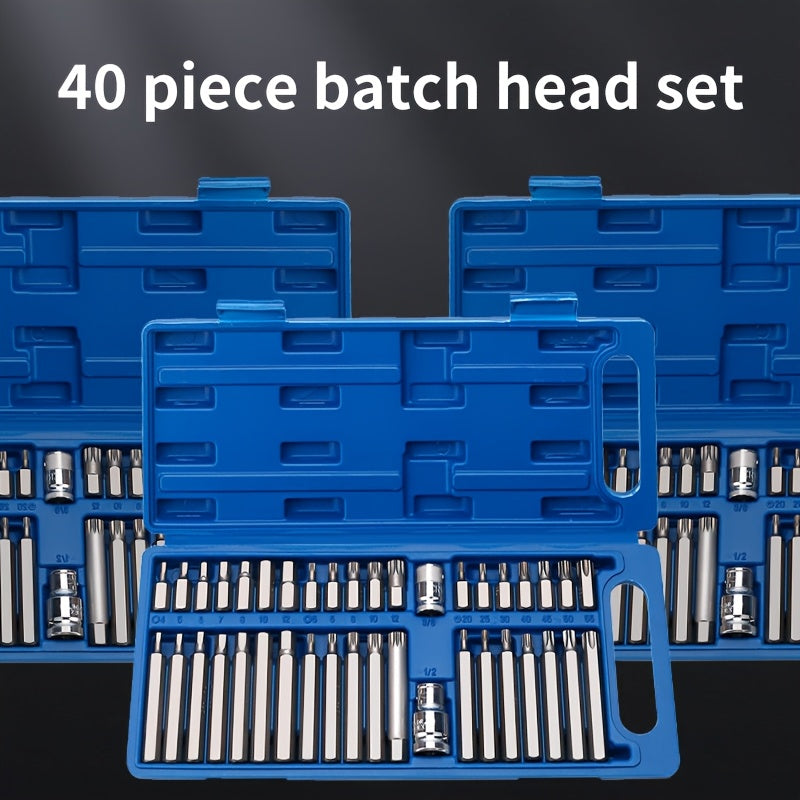 40pcs Heavy-Duty Metal Screwdriver Set with Non-Slip Ergonomic Handle & Compact Toolbox - Star-Shaped & Phillips/Flathead Drivers, SAE & Metric Sizes for Car,, Home, Electrical Repairs - All-in-One Tool Kit for Mechanics, DIY, Appliance Maintenance -