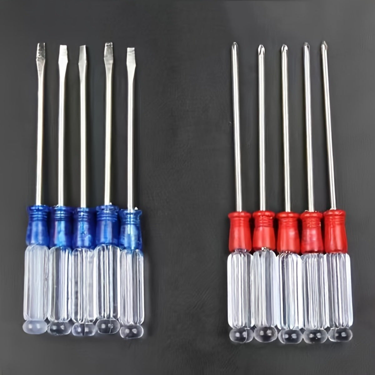 10pcs Crystal Screwdriver Set with Transparent Handles - Durable Steel, Multiple Sizes of Flat and Phillips Heads - Ideal for Home and Industrial Use, Home Screwdriver Set|Transparent Handle Screwdriver|Durable Steel Screwdriver