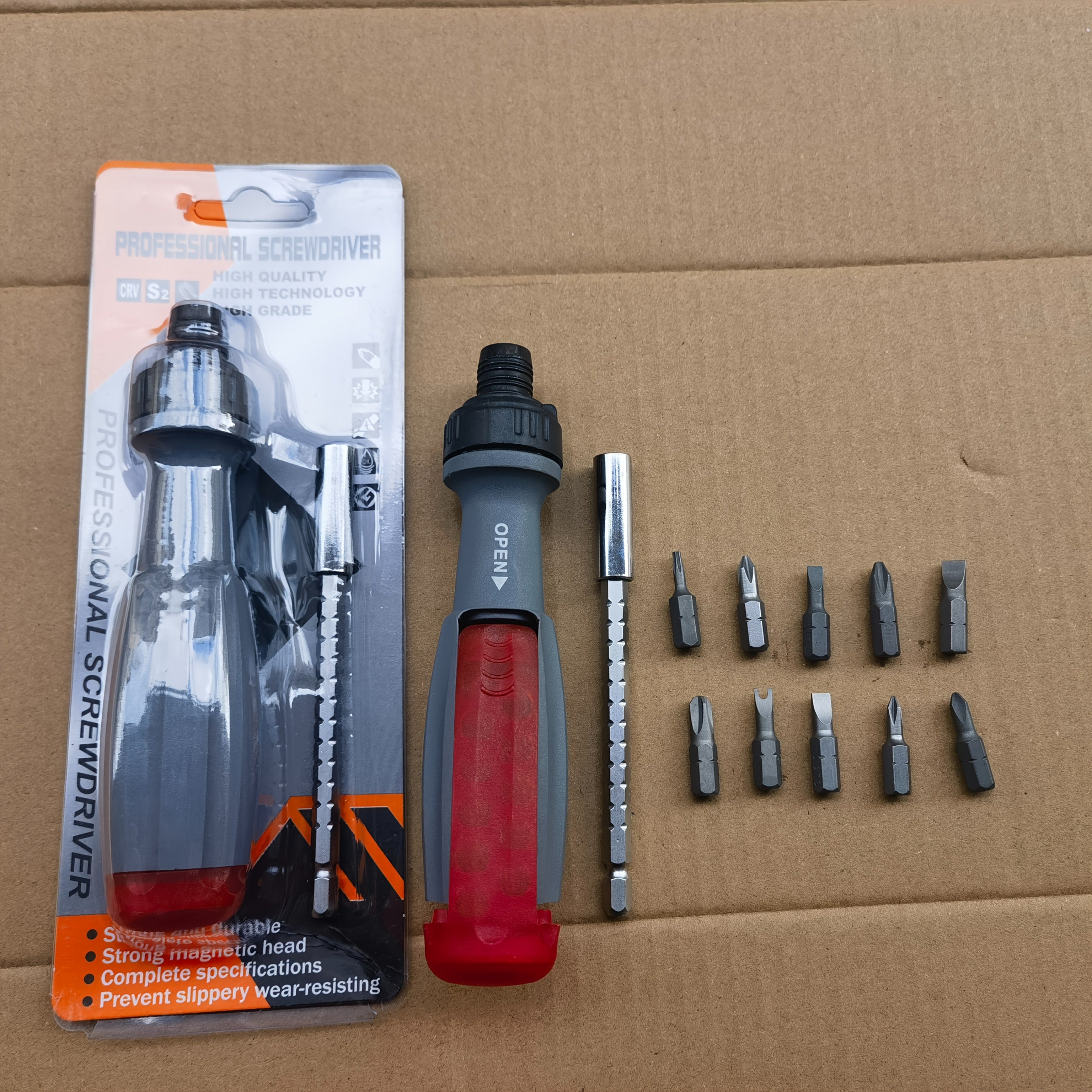 10-in-1 Manual Ratchet Screwdriver Set - Heavy-Duty Metal Tool Kit with Rotating Head & Concealed Batch Slot, No Electricity or Battery Needed for Tight Spaces, Sleek Design, Durable Construction