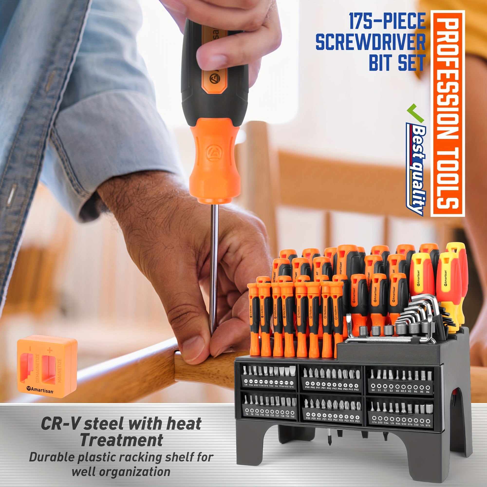 120pcs Screwdriver Set With Magnetic Tip, High-quality Screwdriver Head, Allen Wrench, Nut Screwdriver, Magnetizer, Etc., With Plastic Bracket For Easy Storage