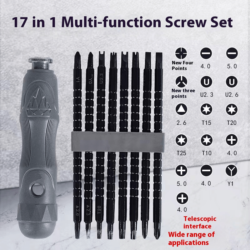 Multifunctional 17-in-1 Strong Magnetic Special-shaped Screwdriver Set