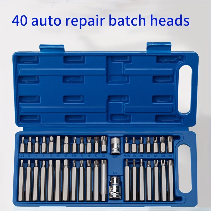 40pcs Heavy-Duty Metal Screwdriver Set with Non-Slip Ergonomic Handle & Compact Toolbox - Star-Shaped & Phillips/Flathead Drivers, SAE & Metric Sizes for Car,, Home, Electrical Repairs - All-in-One Tool Kit for Mechanics, DIY, Appliance Maintenance -