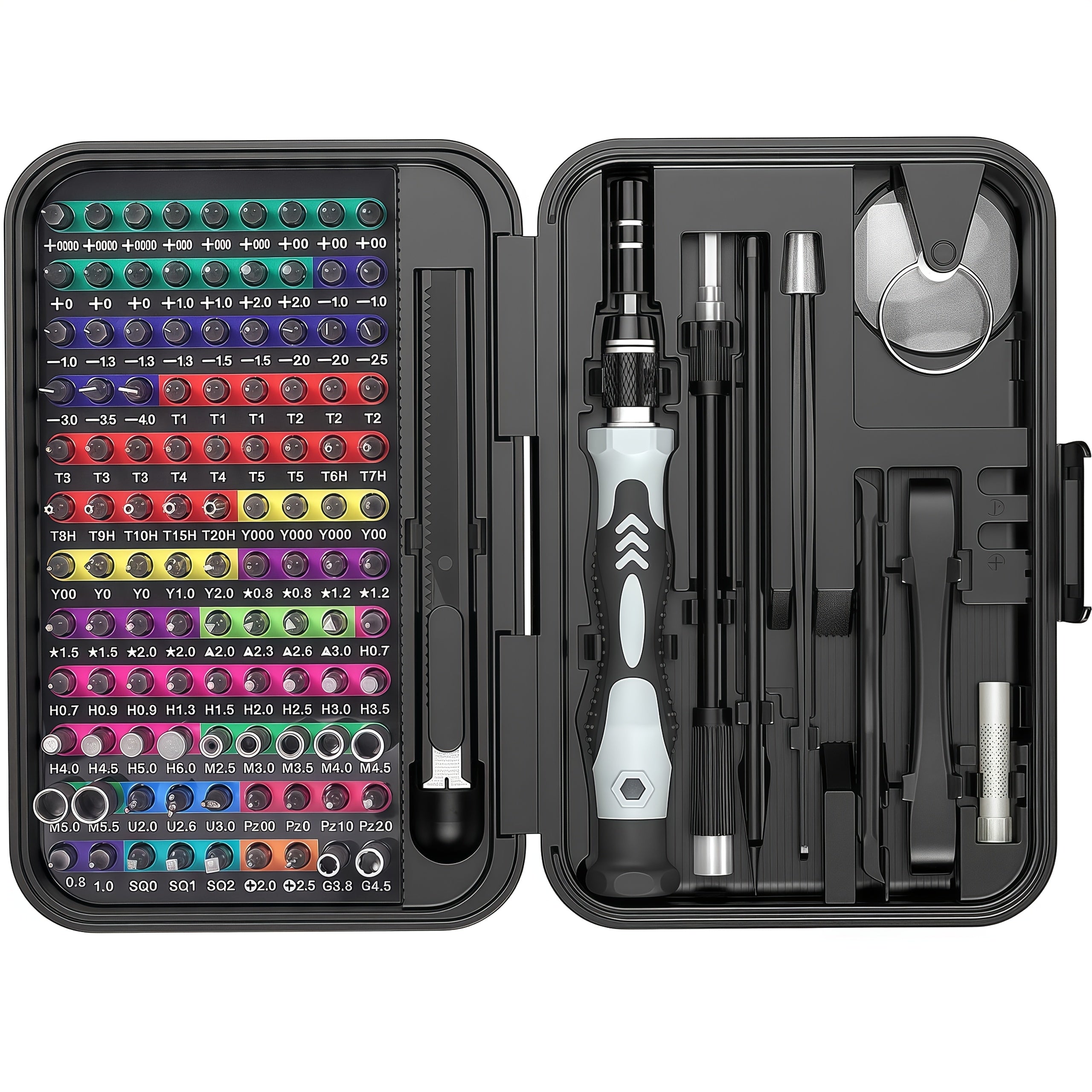 132in 1 Small Precision Screwdriver Set, Upgraded Repair Tool Kit (with 108 Magnetic Screwdriver Bits), Color Coded Screwdriver Set with Extension Rod Kit for Phone, Computer, Tablet, Watch. Anti-slip Handle And 360°rotating Flexible Hose Design.