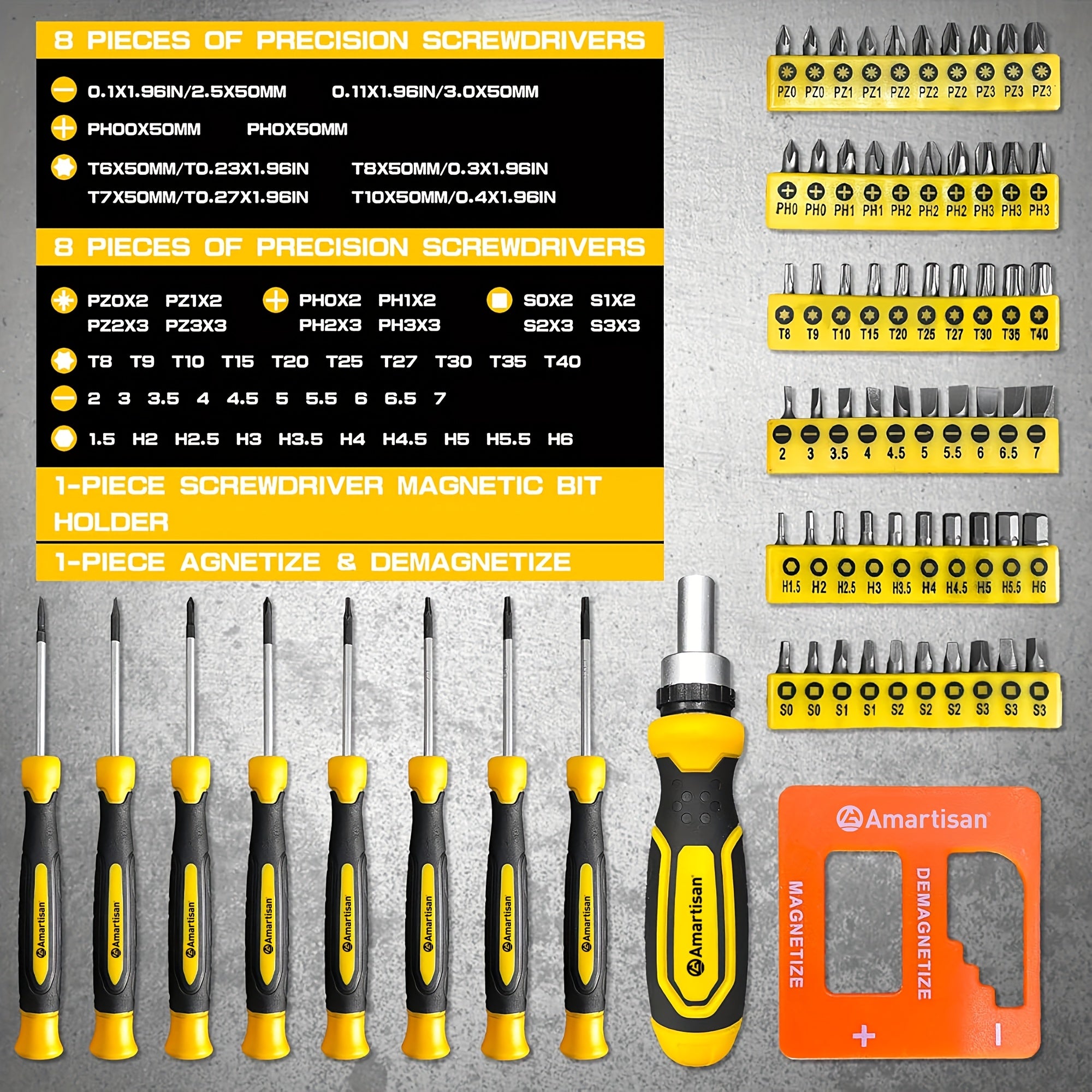 131pcs Magnetic Screwdriver Set with Plastic Holder, Including Precision Screwdriver And Hook, Ratchet Driver And Magnetizer Glove Tool Set