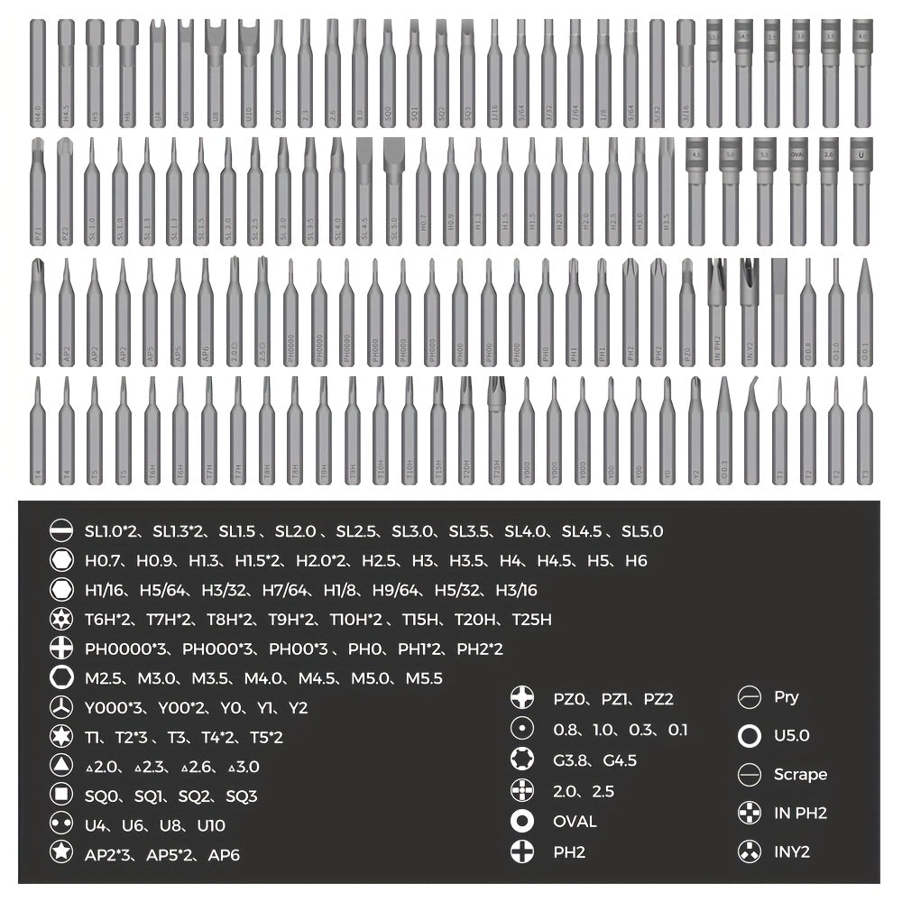 126in 1 Manual Hand Tool Kit Precision Screwdriver Set Handle Portable Pen Wireless Cordless Magnetic Mini Small Bit for Xiaomi Mobile Cell Phone Watch Repair Home Household Micro Laptop PC Multifunctional Professional Black