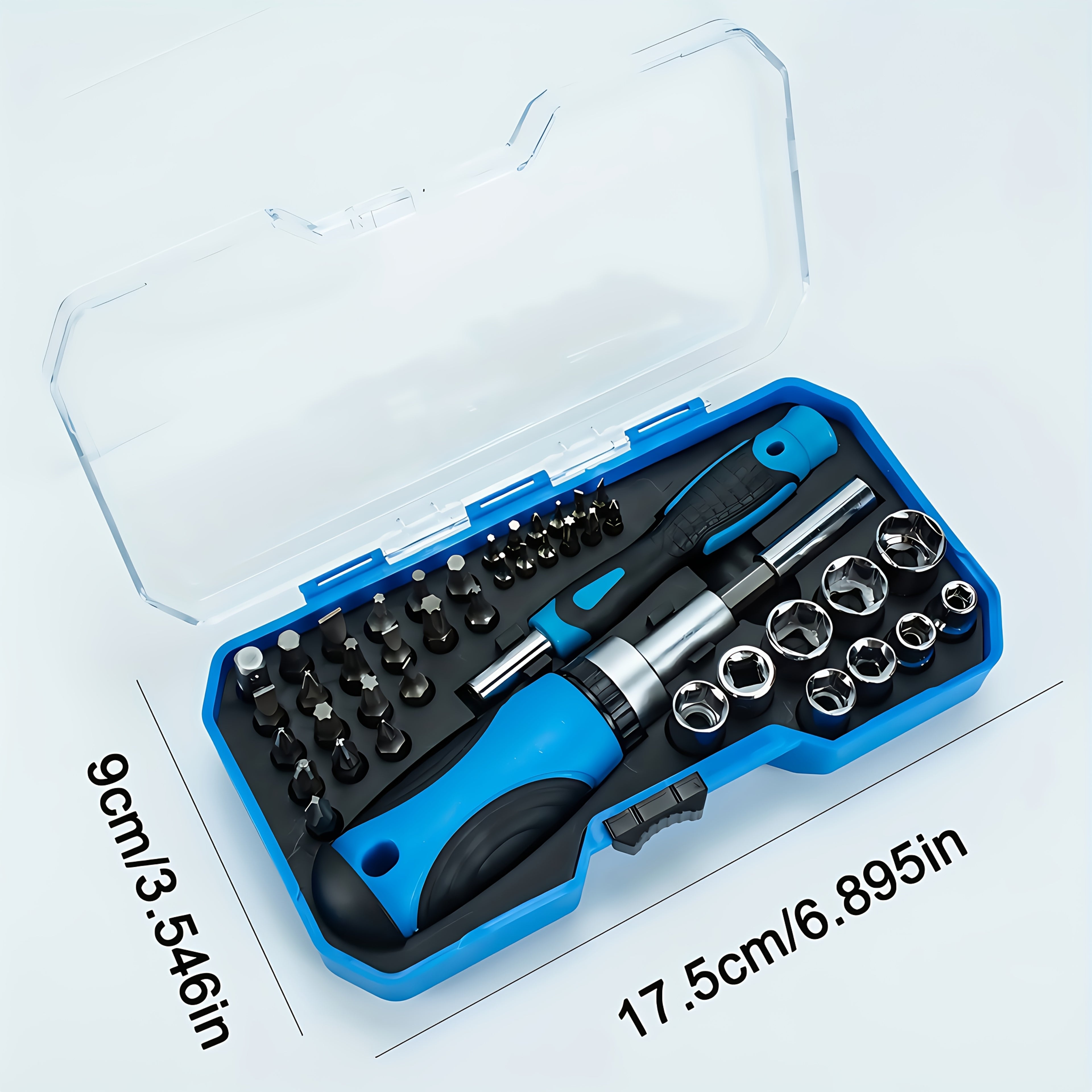 44pcs Multifunctional Ratchet Screwdriver Set, Carbon Steel, Flat Head/ crosshead/ safety Hexagonal Head, Portable Drill Sleeve Set for Home Maintenance