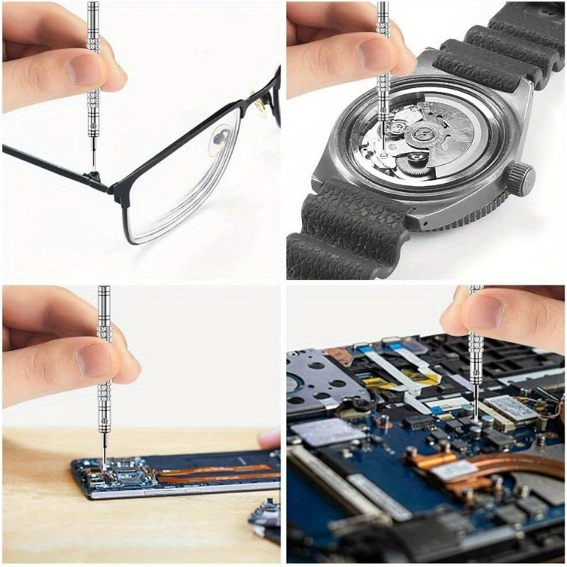 5pcs Professional Screwdriver Set with 5 Interchangeable Blades - Ergonomic Handles, Precision & Flathead Bits for Watches, Jewelry, Glasses, Toys Repair - Compact Case, No Power Required, Durable Manual Tool Kit for DIY & (Multi-Color Options),