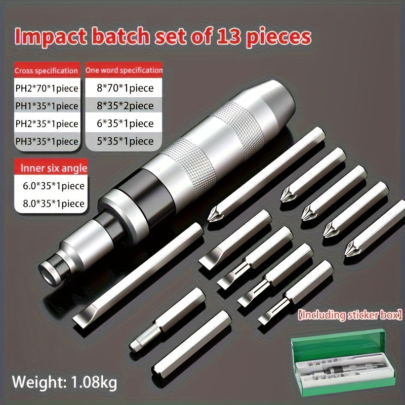 Impact Screwdriver Set, Cross Screwdriver, Through Screwdriver, Hand Tool Specially Used for Loosening Rusty Bolts And Removing Stubborn Fasteners, Portable And Durable Screwdriver Tool., Multi Screwdriver, Screw Holder, Impact Screwdriver Bits, Triangle
