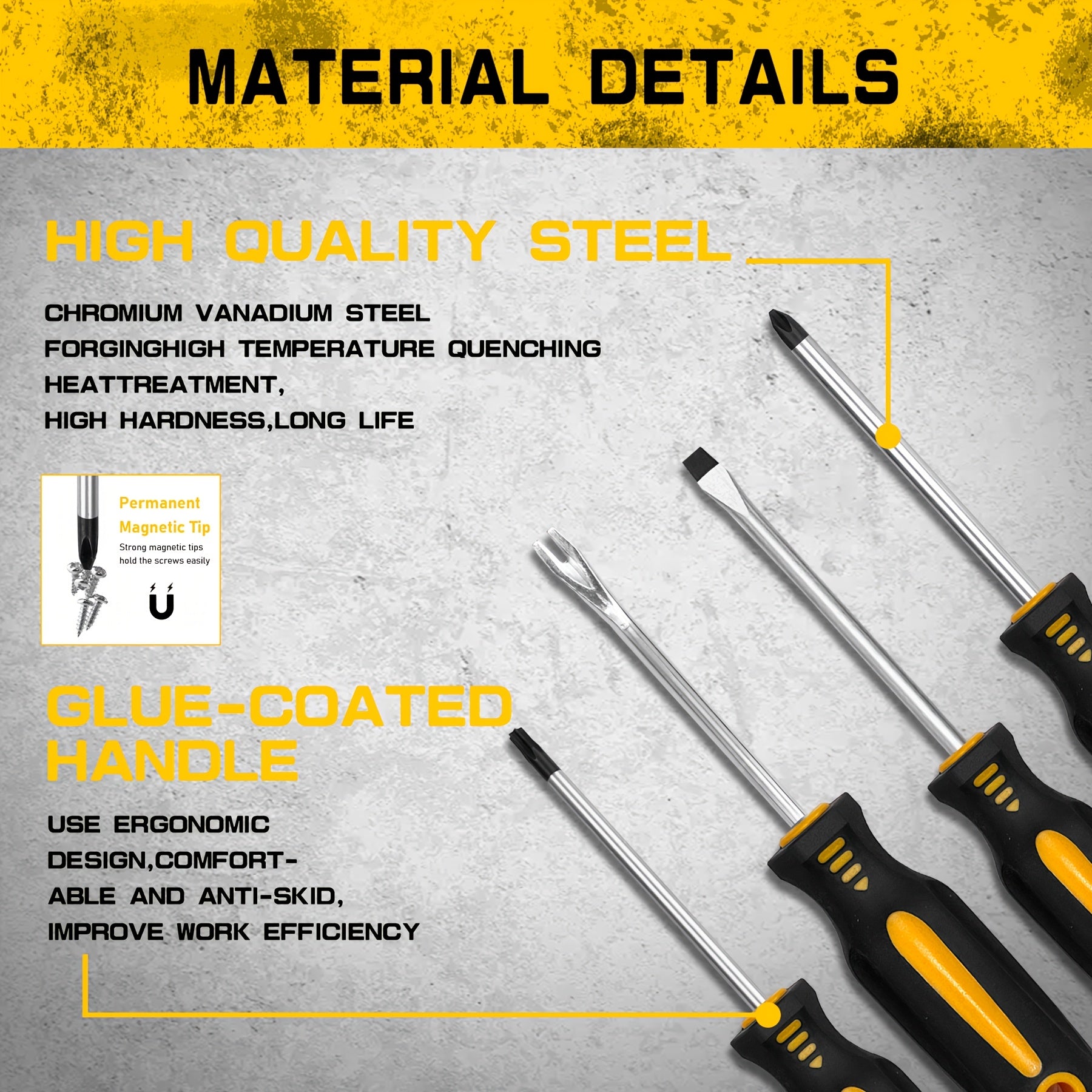 121pcs Magnetic Screwdriver Set with Chrome Vanadium Steel, Multi-Size Hex & Flathead Tools, Non-Slip Grip, Includes Storage Rack & Magnetic Bowl - Perfect DIY Tool Kit for Men