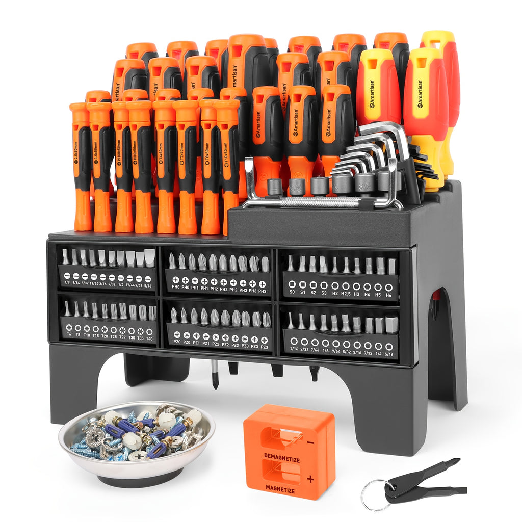 120pcs Screwdriver Set With Magnetic Tip, High-quality Screwdriver Head, Allen Wrench, Nut Screwdriver, Magnetizer, Etc., With Plastic Bracket For Easy Storage