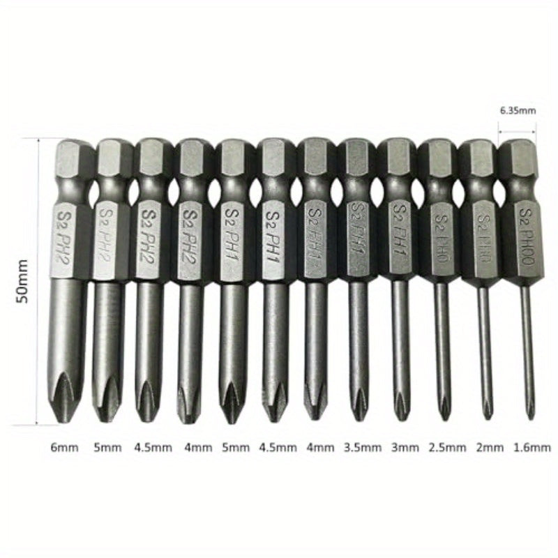 18pcs Heavy-Duty S2 Steel Magnetic Screwdriver Bit Set with 1/4" Hex Shank & Storage Case - 2-Inch Long Phillips/Slotted Bits, PH00-PH2 & SL4-SL6 Sizes for DIY, Electronics, Automotive Repair - Durable Impact-Resistant Tool Kit for Home & (No Power