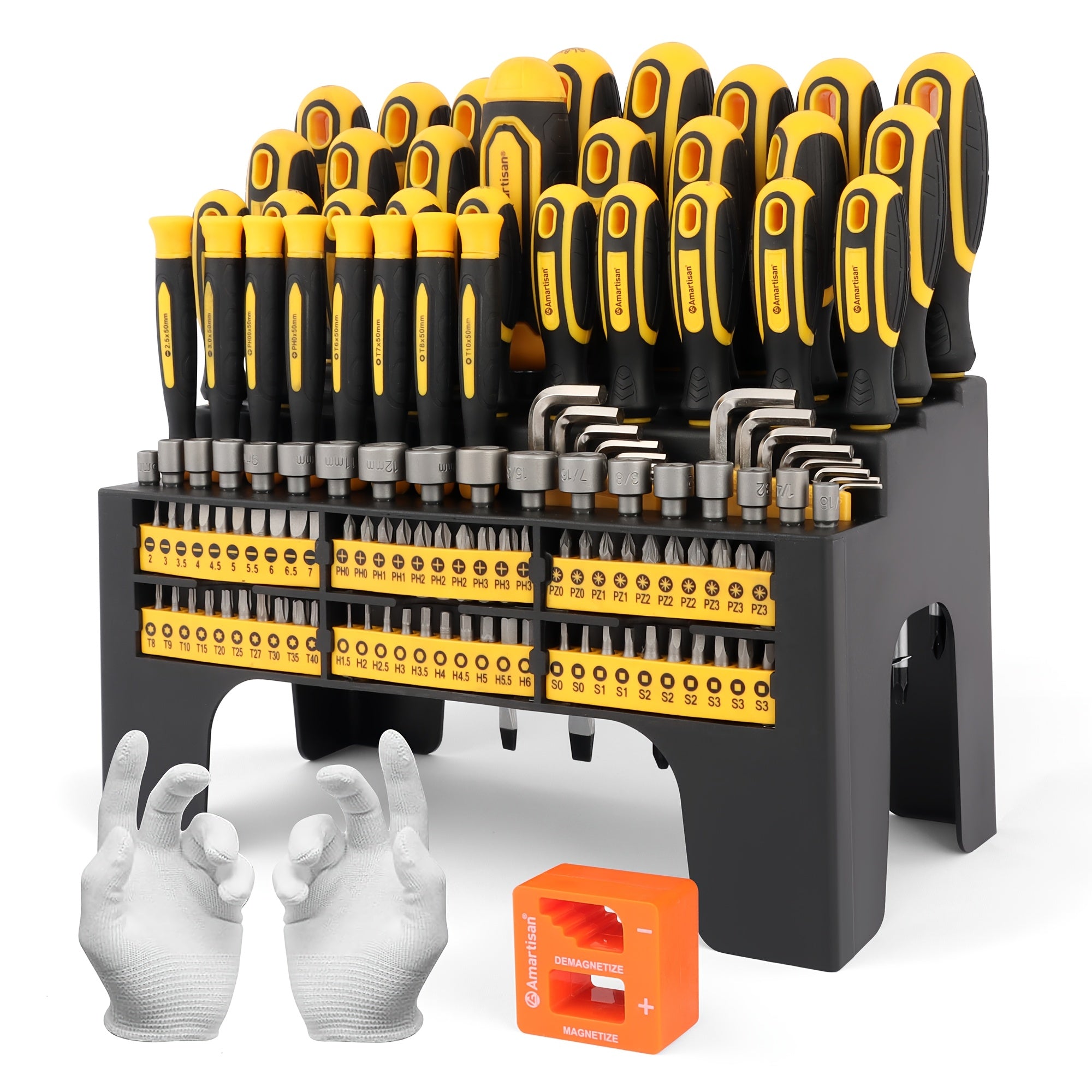 131pcs Magnetic Screwdriver Set with Plastic Holder, Including Precision Screwdriver And Hook, Ratchet Driver And Magnetizer Glove Tool Set