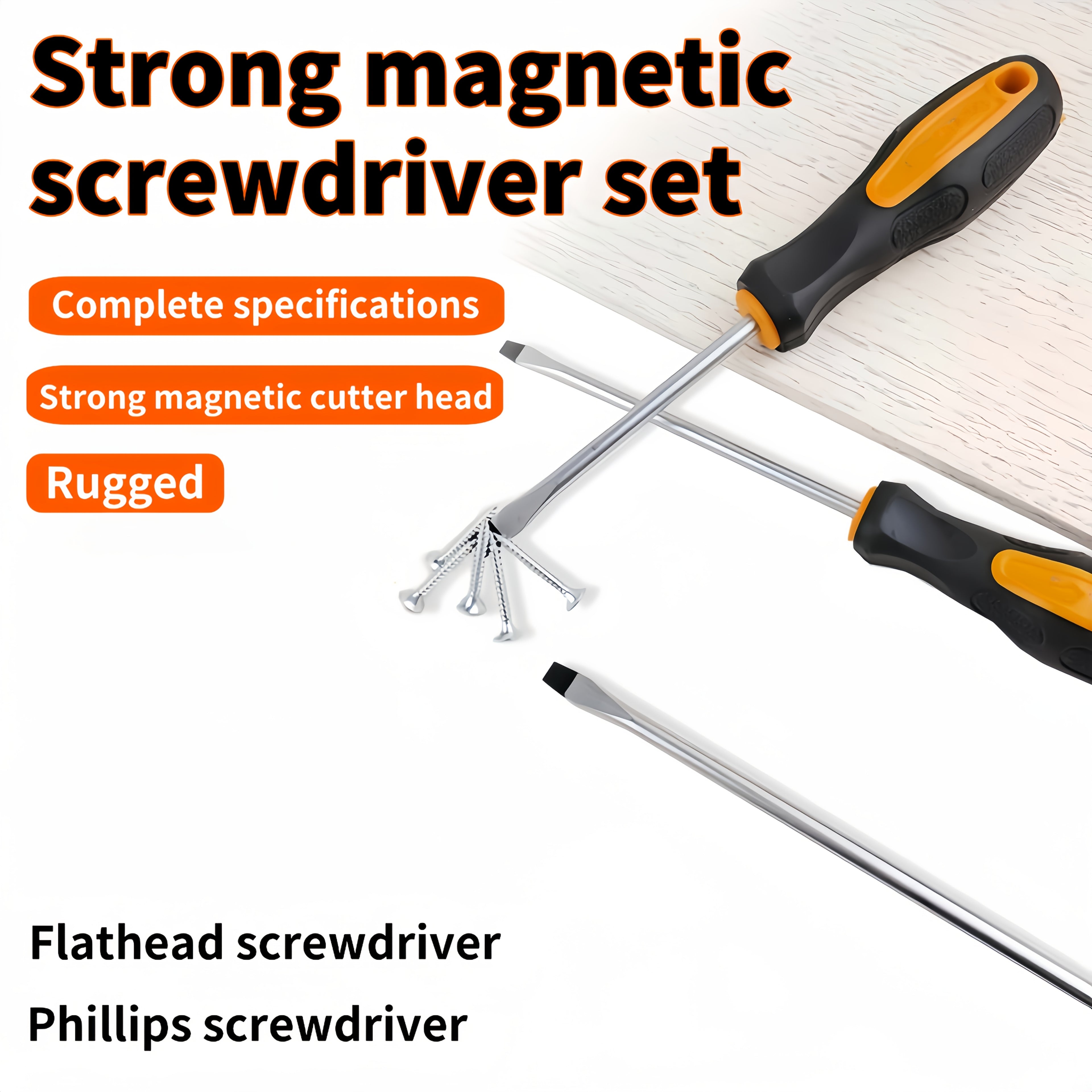 Anthropometric Magnetic Screwdriver Set with Anti-Slip Handle, Tamper-Proof, Anti-Static, Strong Magnetism, Single Direction and Phosphated Steel Head Style Phillips and Flathead Screwdrivers - Ideal for Professional Industrial Maintenance, Durable Home