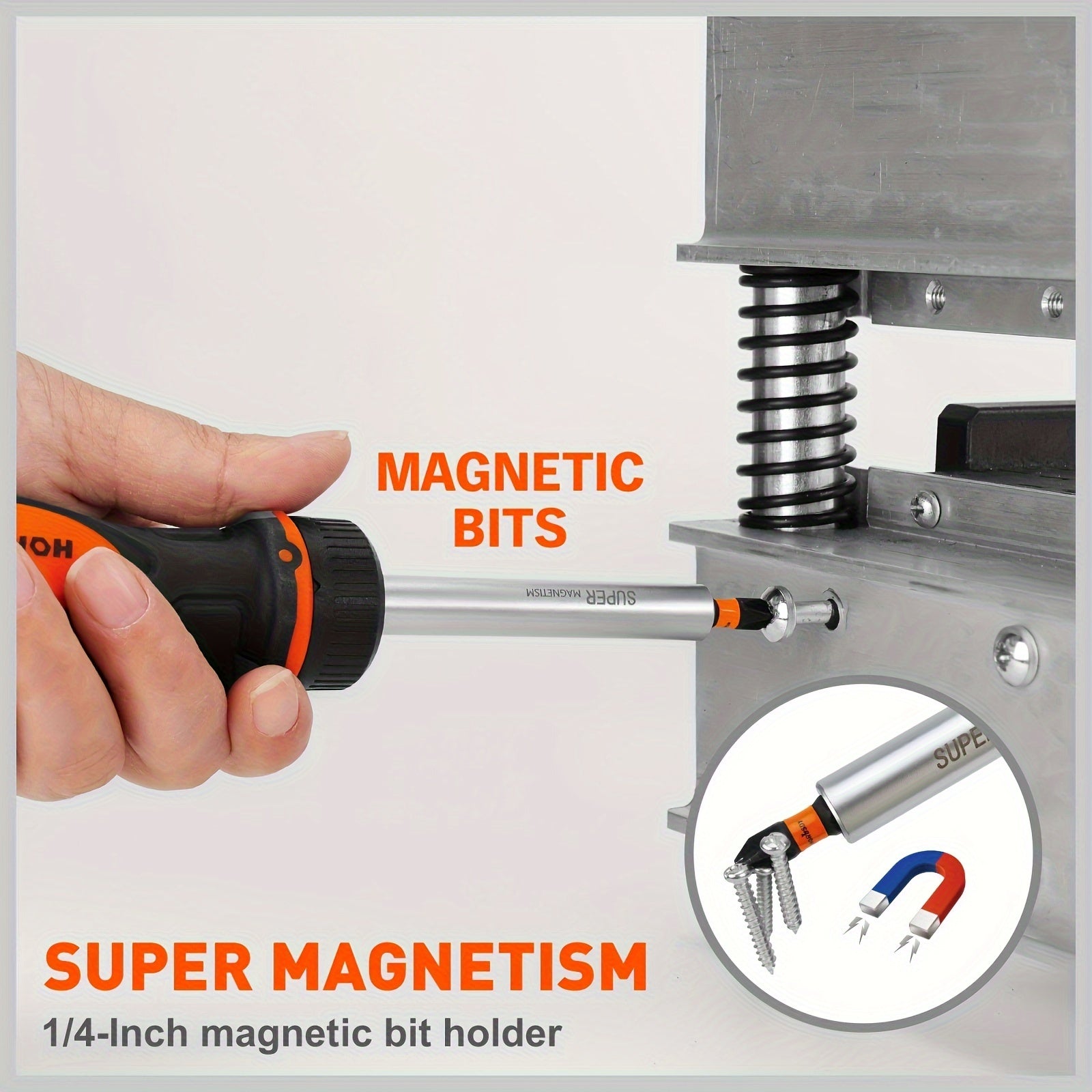 [14-in-1 Screwdriver Bit Set] 14-in-1 Magnetic Ratcheting Screwdriver Bit Set | Includes Phillips, Slotted, Square, Torx & Hex Bits | 1/4” Bit Holder for Garage and Daily Repairs