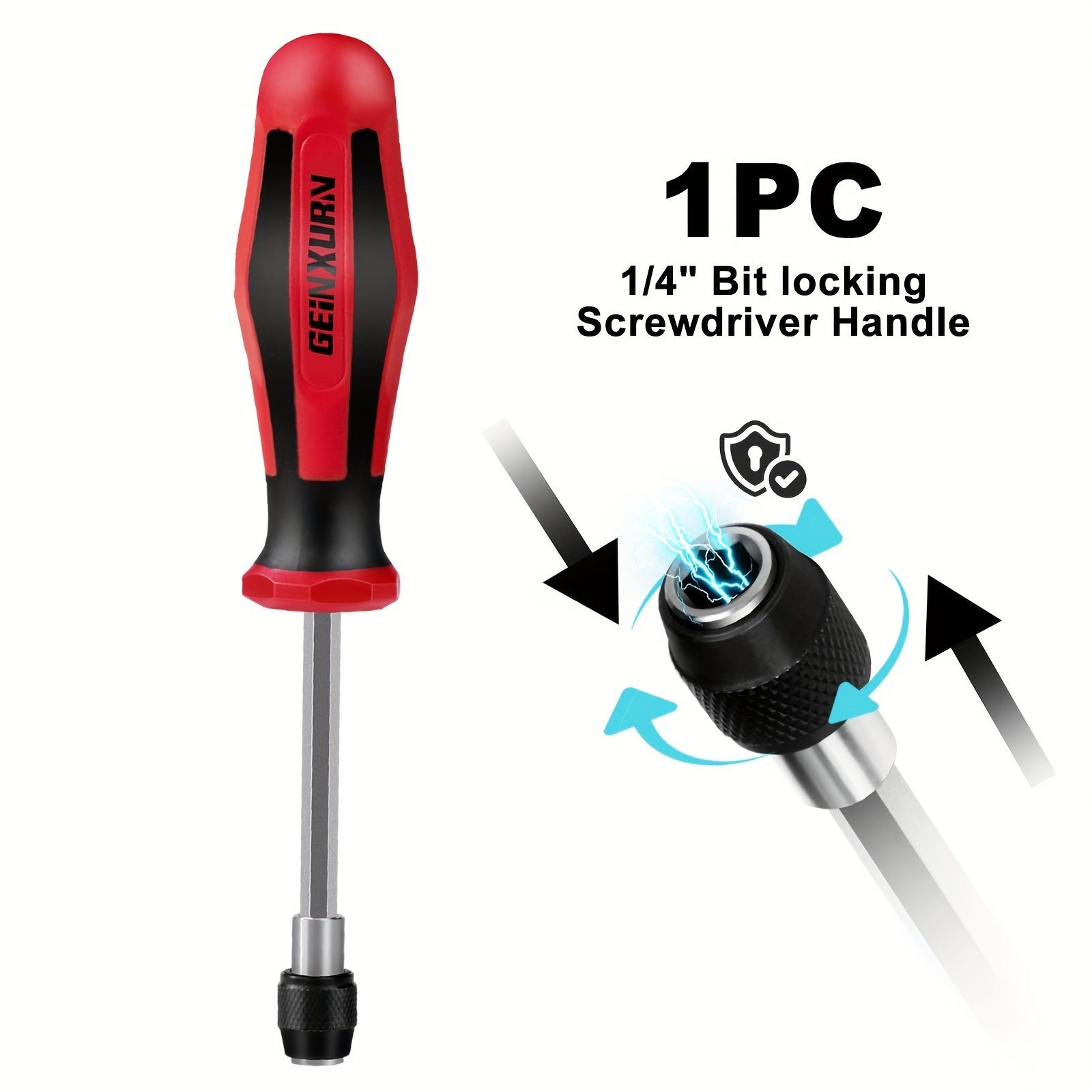 GEINXURN S2 Steel 1/4" Hex Shank Screwdriver Handle with Mixed Screwdriver Bits Set, 1/3/14/18pcs, Durable Red/Black/White, No Assembly Required