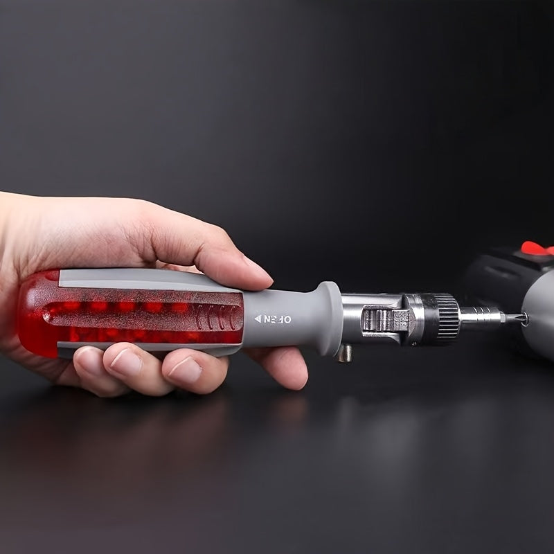 10-in-1 Manual Ratchet Screwdriver Set - Heavy-Duty Metal Tool Kit with Rotating Head & Concealed Batch Slot, No Electricity or Battery Needed for Tight Spaces, Sleek Design, Durable Construction
