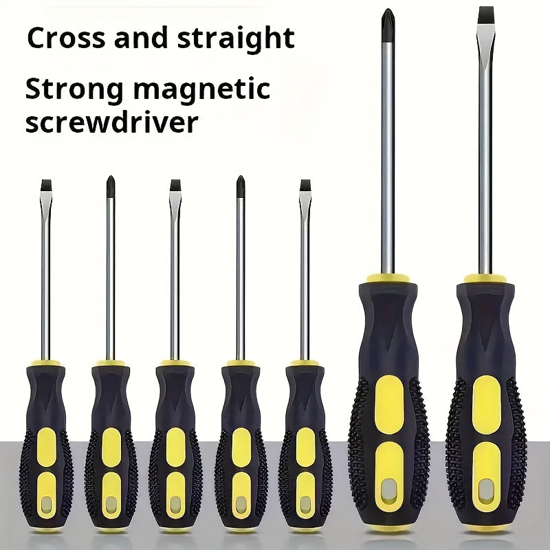 Anthropometric Magnetic Screwdriver Set with Anti-Slip Handle, Tamper-Proof, Anti-Static, Strong Magnetism, Single Direction and Phosphated Steel Head Style Phillips and Flathead Screwdrivers - Ideal for Professional Industrial Maintenance, Durable Home