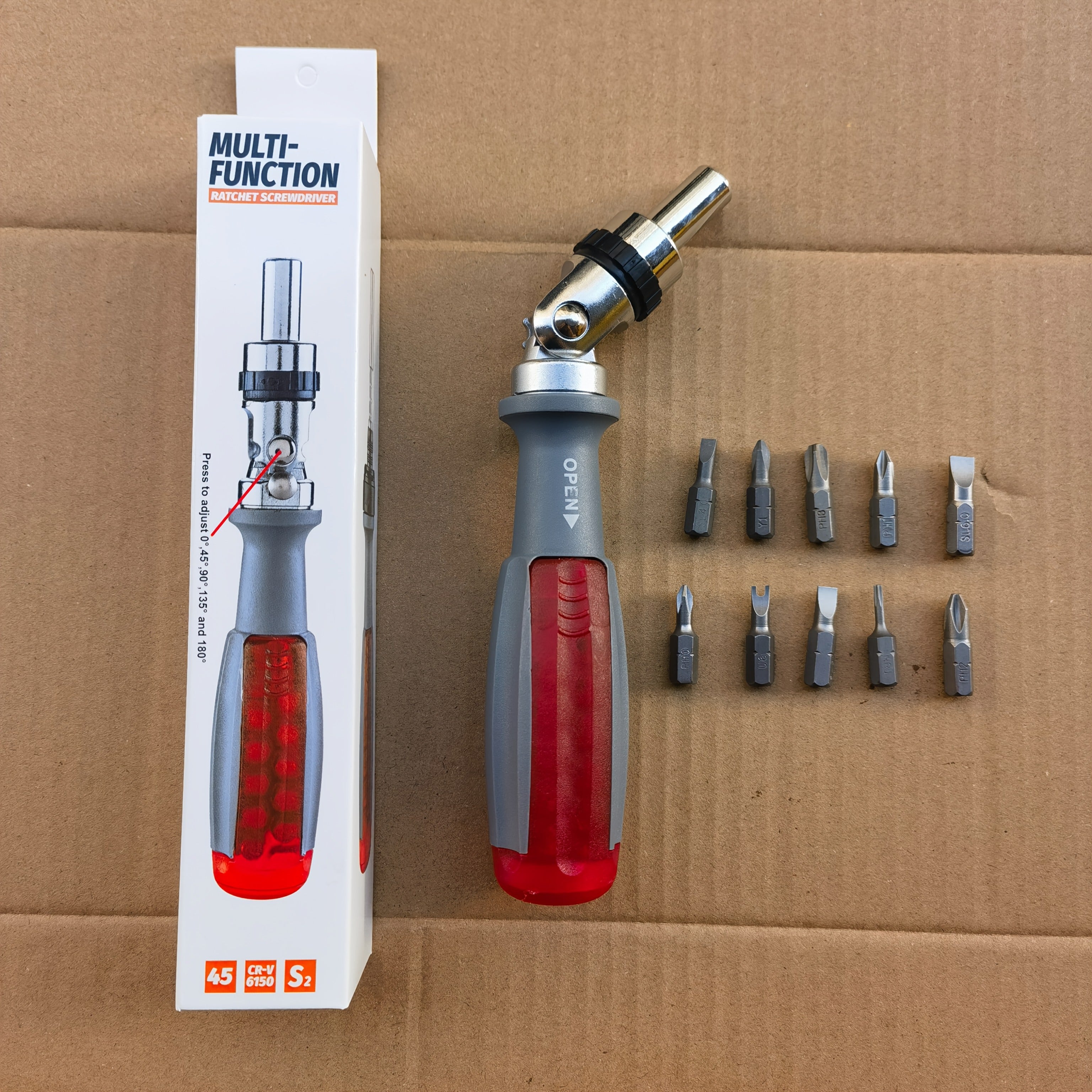 10-in-1 Manual Ratchet Screwdriver Set - Heavy-Duty Metal Tool Kit with Rotating Head & Concealed Batch Slot, No Electricity or Battery Needed for Tight Spaces, Sleek Design, Durable Construction