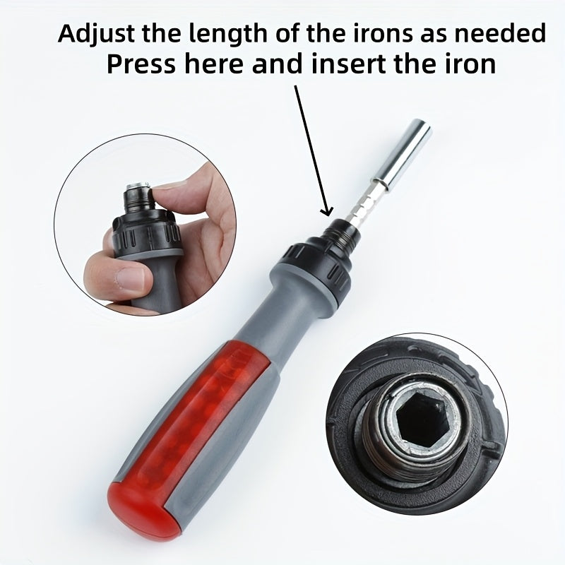 10-in-1 Manual Ratchet Screwdriver Set - Heavy-Duty Metal Tool Kit with Rotating Head & Concealed Batch Slot, No Electricity or Battery Needed for Tight Spaces, Sleek Design, Durable Construction