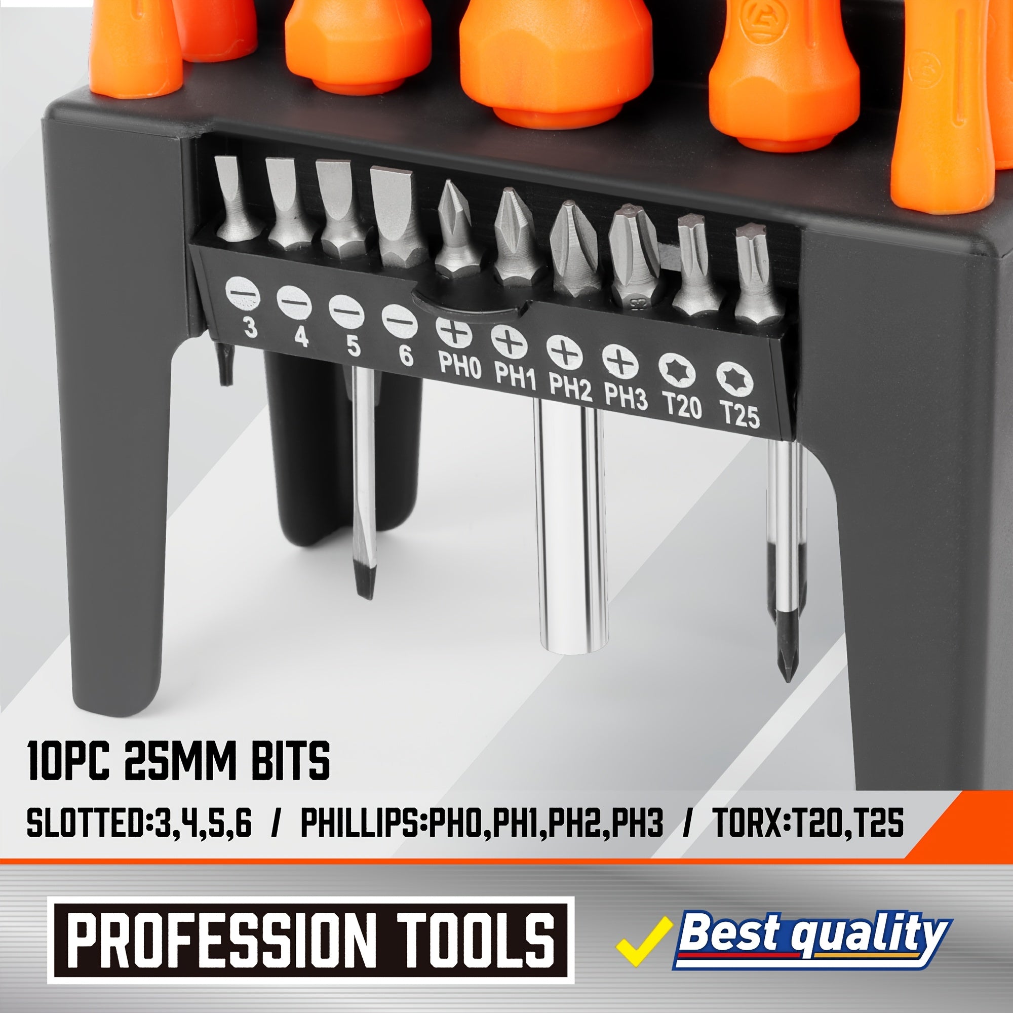 21pcs Screwdriver Set, Magnetic Screwdriver, Phillips Screwdriver Set, With 10 Batch Heads And Plastic Brackets For Easy Organization And Categorization