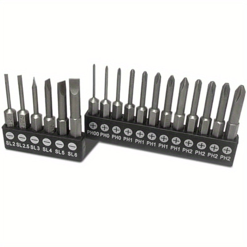 18pcs Heavy-Duty S2 Steel Magnetic Screwdriver Bit Set with 1/4" Hex Shank & Storage Case - 2-Inch Long Phillips/Slotted Bits, PH00-PH2 & SL4-SL6 Sizes for DIY, Electronics, Automotive Repair - Durable Impact-Resistant Tool Kit for Home & (No Power